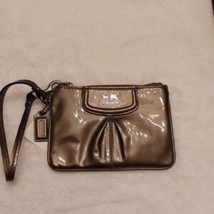 Coach Madison Patent Metallic Wristlet Pewter NWOT